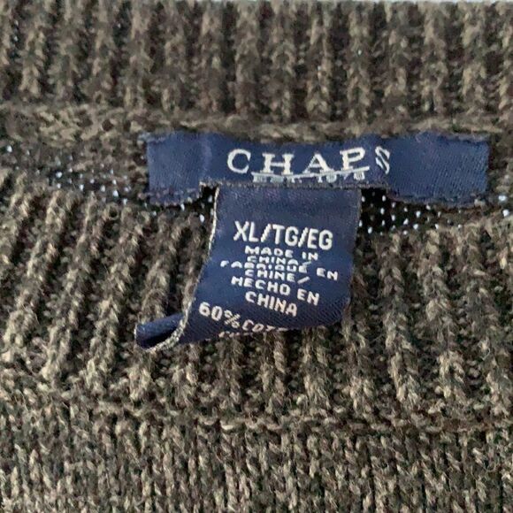 Chaps extra large crewneck sweater various colors of gray and black stripes. - Picture 3 of 8